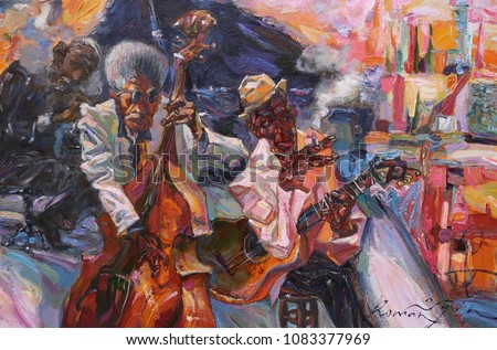  oil painting, artist Roman Nogin, series "Sounds of Jazz." sale originals - contact facebook Royalty-Free Stock Photo #1083377969