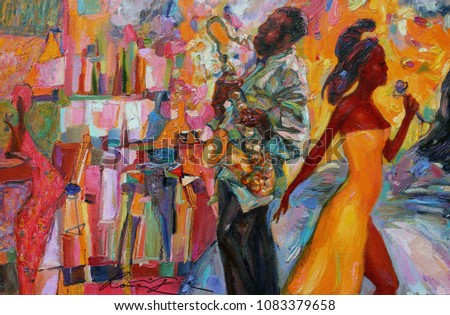  oil painting, artist Roman Nogin, series "Sounds of Jazz."looking for partnerships with artdillers sale original - contact facebook Royalty-Free Stock Photo #1083379658