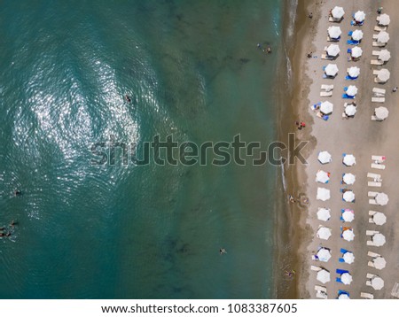 Paradise beach in Kos island Greece aerial shot