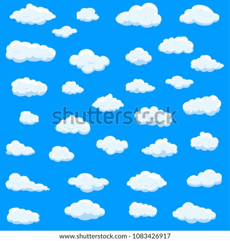 Clouds set isolated on blue background.Collection of clouds for web site,poster,placard and wallpaper. Creative modern concept. 
