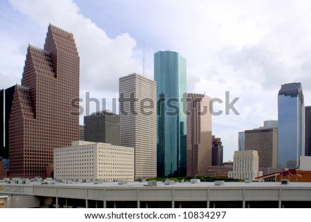 downtown houston texas with a cloudy sky