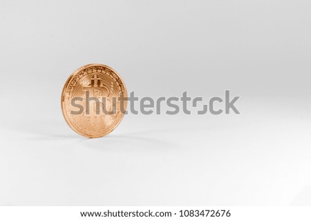 Golden bitcoin (virtual coins) on white background,Financial growth concept