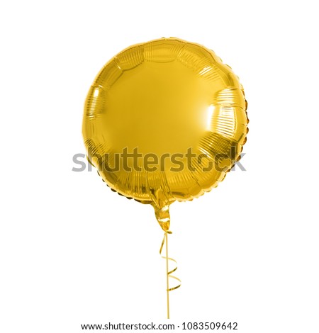 holidays, birthday party and decoration concept - close up of inflated helium balloon over white background Royalty-Free Stock Photo #1083509642