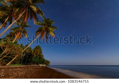 Tembok, Bali pebble-beach captured at night with starry sky