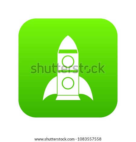 Rocket icon digital green for any design isolated on white vector illustration