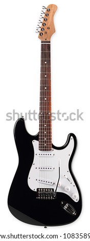 electric guitar in front of white background Royalty-Free Stock Photo #108358931