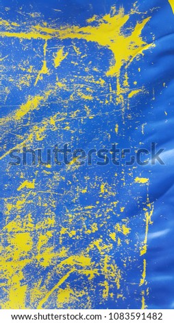 Yellow , Blue vinyl surface , old texture