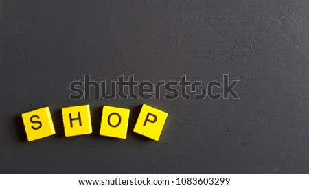 text-shop, letters on the Board