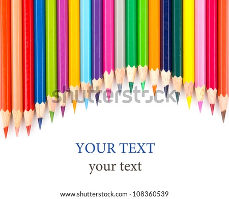 Colour pencils isolated on white background close up Royalty-Free Stock Photo #108360539
