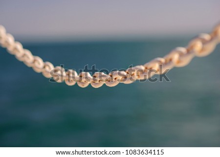 white chain on a liner in the sea.