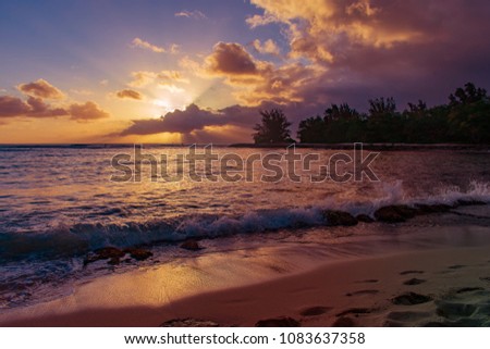 Colorful Paradise sunset on the beach with beautiful sky