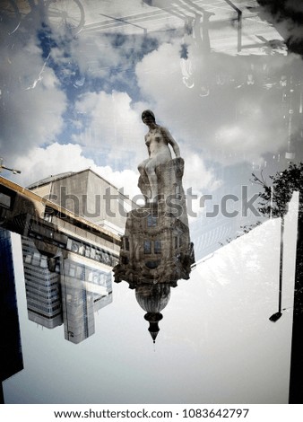 Double exposure of buildings of Frankfurt on Main makes weird pictures with strange structures