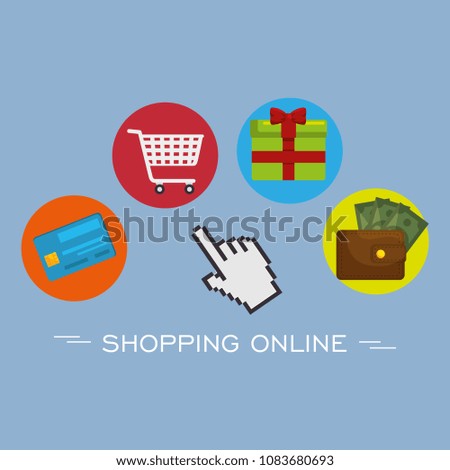 shopping online set icons