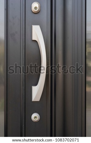 Exterior door handle and Security lock on Metal door