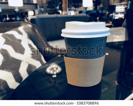 Table of business dealing with hot coffee paper cup