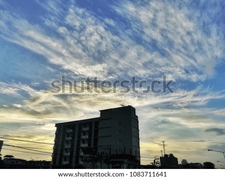 Buildings with beautiful blue sky, Bangkok Thailand.