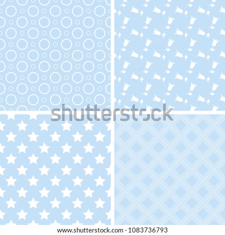 4 Pastel retro different vector seamless patterns tiling.