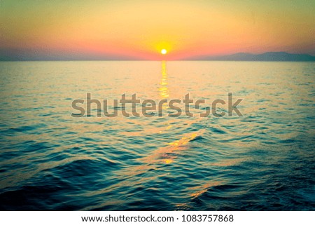 Sunset at the Aegean sea, Greece.