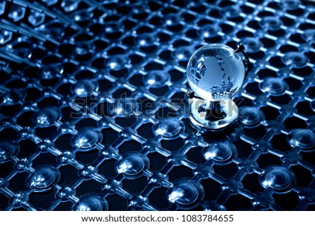 glass clear network with world globe background abstract copy
