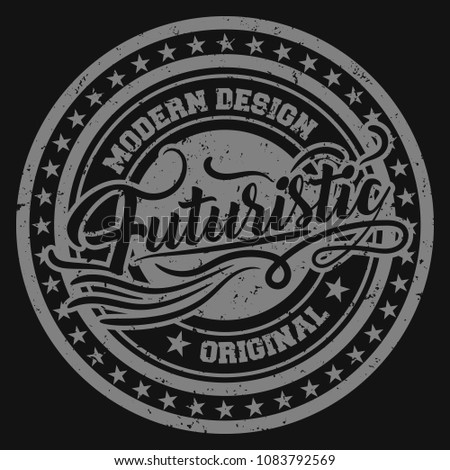 Vintage grunge logo with solid background. Vector illustration modern design for t-shirt and printing.