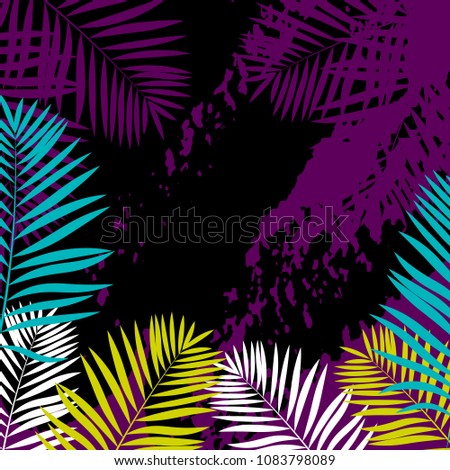 Tropical leaves background. Summer design. Space for text