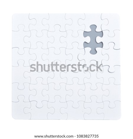 White jigsaw puzzle isolated on white background. This has clipping path.