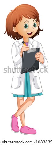 A Female Doctor Writing Report illustration
