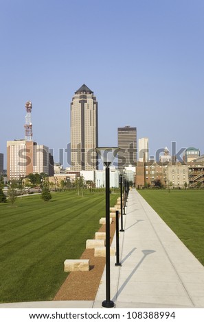 View of Des Moines skyline, capital of Iowa