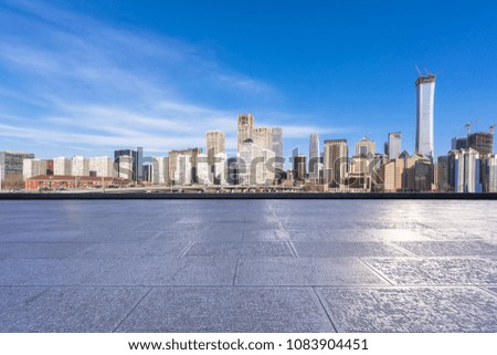 beijing city skyline with marble floor