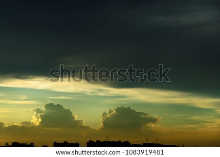 Morning sky and fluffy clouds with copy space,  Cloud variety on sky background, Beautiful cloudscape background