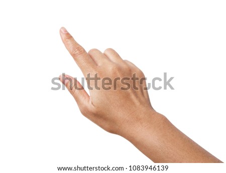 Woman hand showing the one fingers. counting hand sign isolated on white background. Save clipping path. Royalty-Free Stock Photo #1083946139