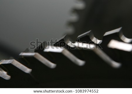 Closeup of a circular saw's blades