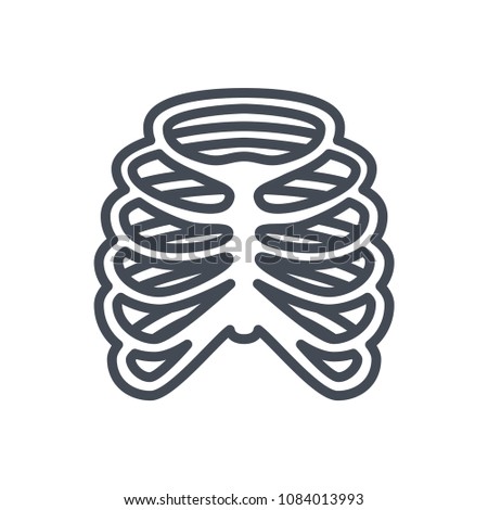 Ribs line human bones raster illustration icon