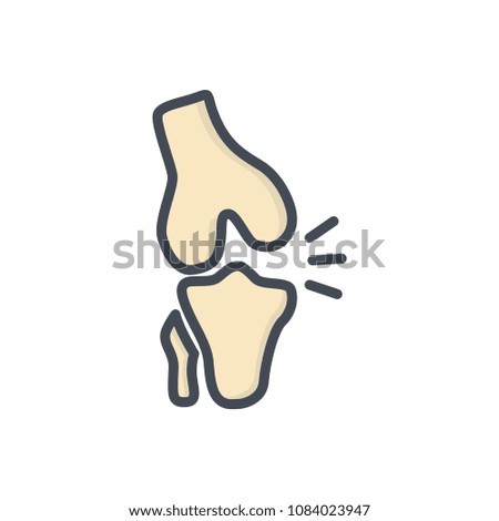 Knee colored human broken bone raster illustration icon