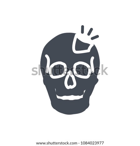 Skull silhouette human broken bone raster illustration icon