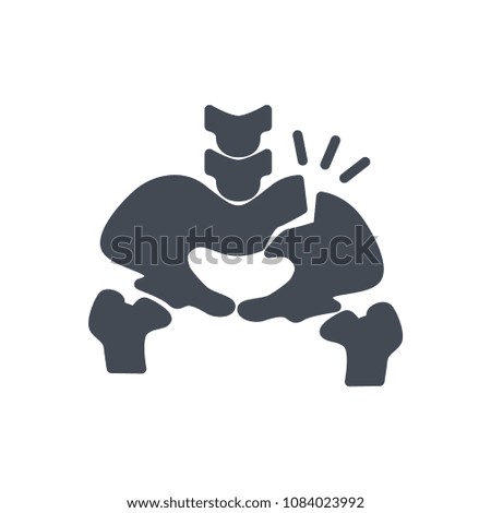 Pelvis silhouette human broken bone raster illustration icon