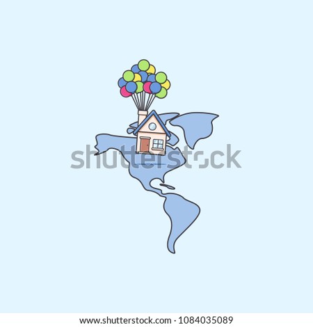 Moving or relocating house service anywhere in America continent map illustration
