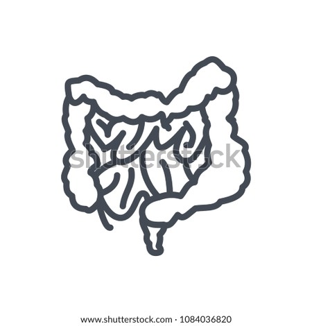 Intestine line human organ diseases raster illustration icon