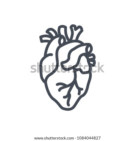Heart line human organ icon illustration raster