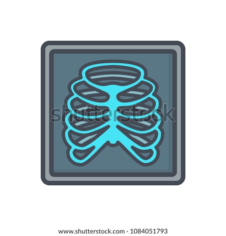 Ribs colored x-ray human bones icon illustration raster