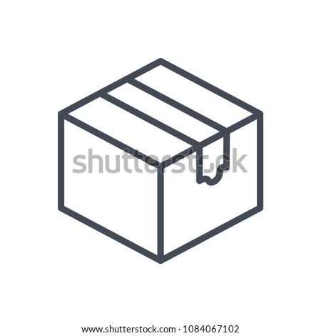 Cardboard box line delivery icon illustration raster