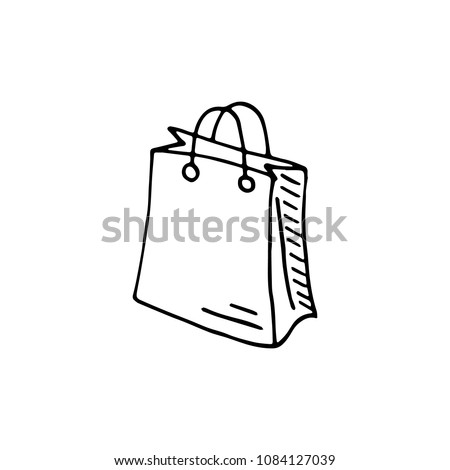 Handdrawn doodle bag icon. Hand drawn black sketch. Sign symbol. Decoration element. White background. Isolated. Flat design. Vector illustration.