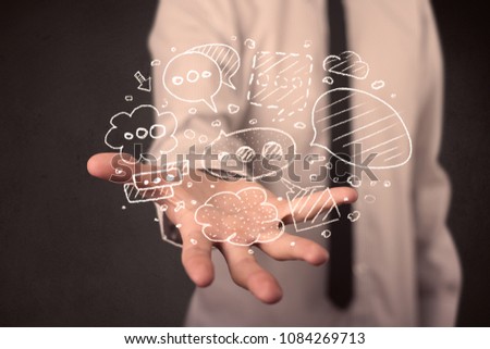 Though bubbles in the hands of a businessman