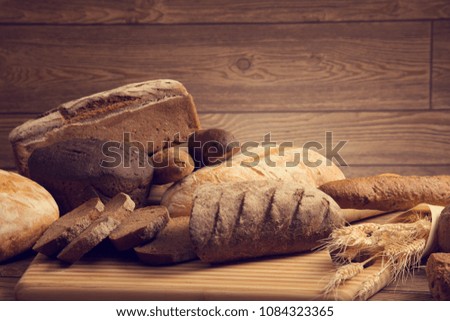 bread in stock on a wooden table