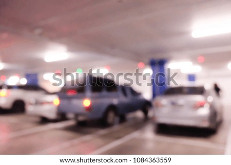 Abstract blur car parking lot for background Blur parking with cars.