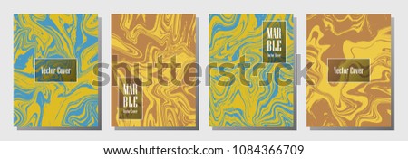 Memphis marble pattern binder cover layout, journal design template vector set. Marble background patterns set for binder design, journal, certificate layout, book cover. Liquid vector graphics.