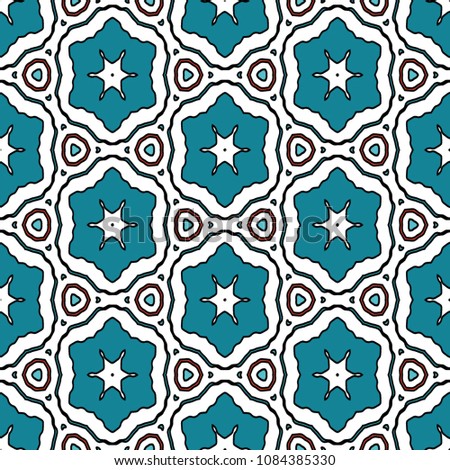 Hexagonal symmetry vector ornaments. Geometric pattern for ceramic tile, surface design, textiles, printing, wallpaper.The endless texture with abstract stars.