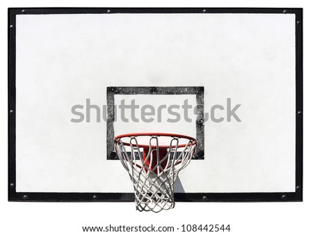 Basketball backboard on the school basketball court isolated on white background Royalty-Free Stock Photo #108442544