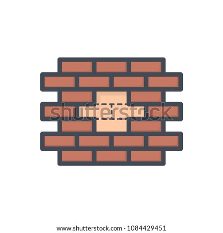 Brick wall colored renovation illustration raster icon