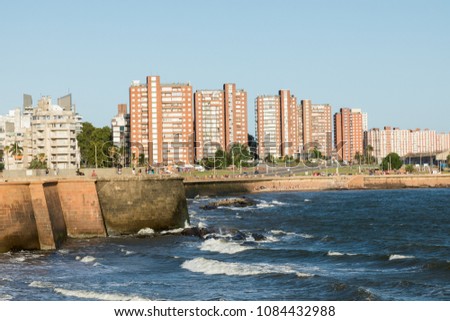 Residential buildings at boulevard in Montevideo, Uruguay. Montevideo is the capital and the largest city of Uruguay.